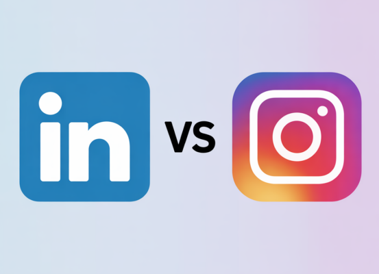 Banner with 'LinkedIn vs Instagram for Professional Brands' title, featuring logos of both platforms.