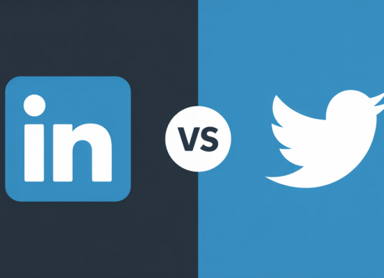 Banner with 'LinkedIn vs Twitter/X: The Ultimate B2B Platform Comparison for Strategic Growth' title, set against a digital networking background.