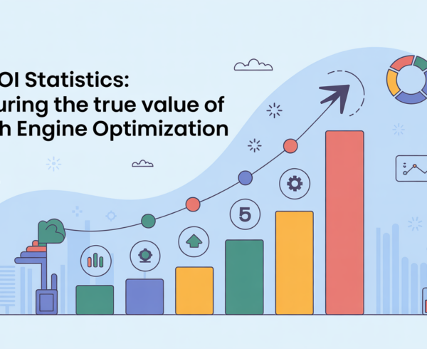 Banner with 'SEO ROI Statistics: Measuring the True Value of Search Engine Optimization' title.