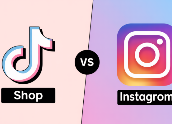Banner with 'TikTok Shop vs Instagram Shopping' title against a sleek digital background.