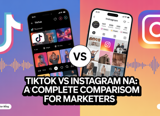 Banner with 'TikTok vs Instagram in Indonesia' title, vibrant social media icons.