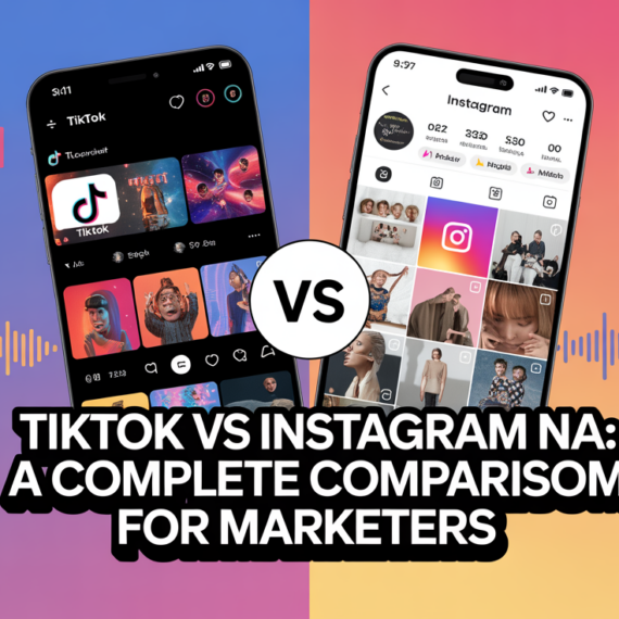 Banner with 'TikTok vs Instagram in Indonesia' title, vibrant social media icons.