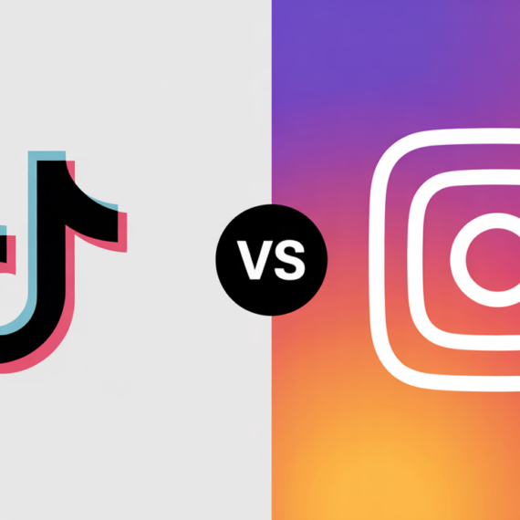 Banner with 'TikTok vs Instagram in Malaysia' title, vibrant social media icons