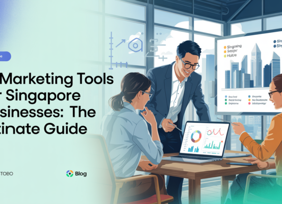 Banner with title 'AI Marketing Tools for Singapore Businesses: The Ultimate Guide' in bold font