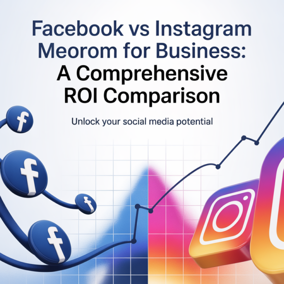 Banner with title 'Facebook vs Instagram for Business: A Comprehensive ROI Comparison' on abstract background