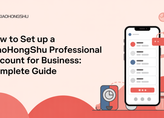 Banner with title 'How to Set Up a Xiaohongshu Professional Account for Business: Complete Guide' in modern typography.