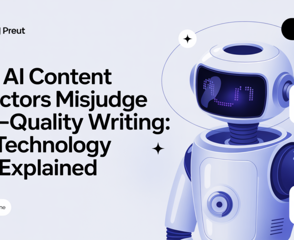 Banner with title 'Why AI Content Detectors Misjudge High-Quality Writing: The Technology Gap Explained' in modern font.