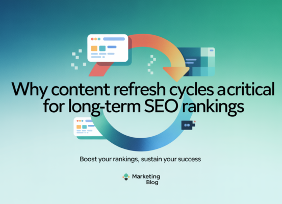 Banner with 'Why Content Refresh Cycles Are Critical for Long-Term SEO Rankings' in bold text.