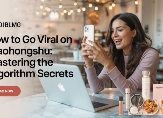 Blog banner titled 'How to Go Viral on Xiaohongshu' with algorithm theme