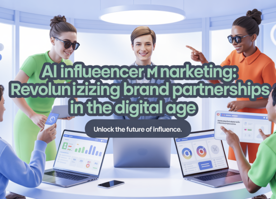 Blog banner with 'AI Influencer Marketing' title, modern digital design