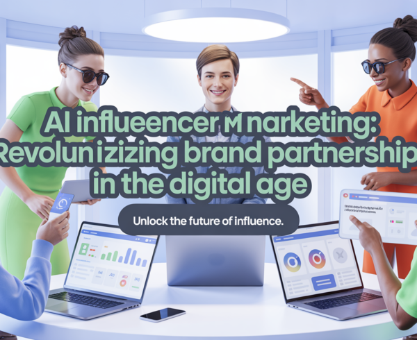 Blog banner with 'AI Influencer Marketing' title, modern digital design