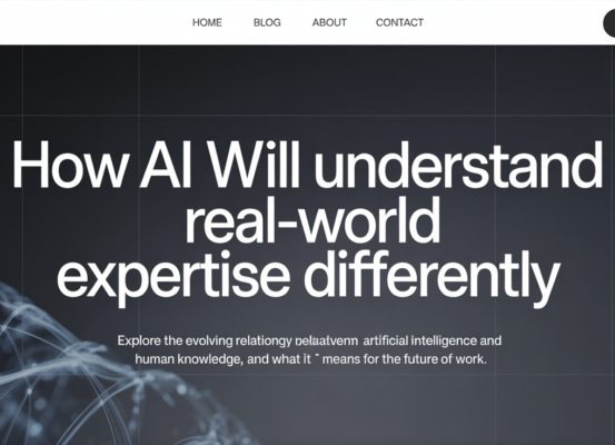 Blog banner with 'How AI Will Understand Real-World Expertise Differently' in bold text on a tech-themed background.