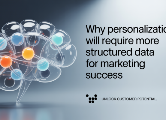 Blog banner with the title 'Why Personalization Will Require More Structured Data for Marketing Success', featuring digital marketing icons.