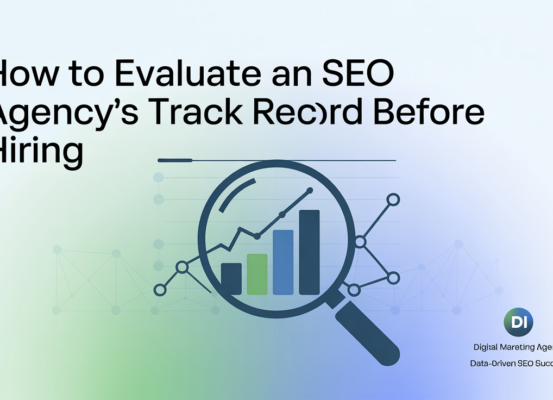 Blog banner with title 'How to Evaluate an SEO Agency's Track Record Before Hiring'.