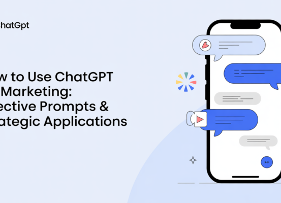 Blog banner with title 'How to Use ChatGPT for Marketing' on a digital theme background.