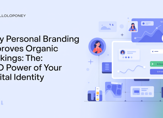 Blog banner with title 'Why Personal Branding Improves Organic Rankings: The SEO Power of Your Digital Identity'