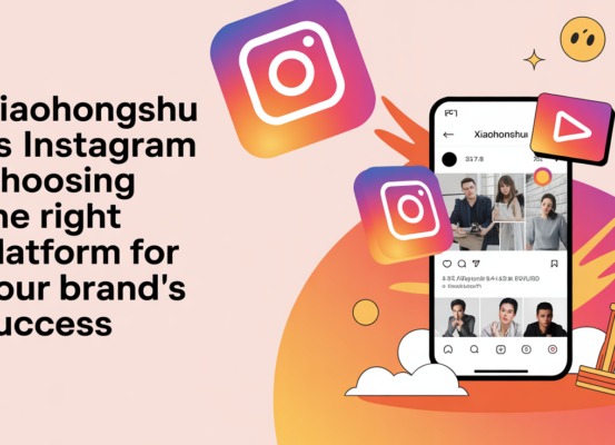 Blog banner with title 'Xiaohongshu vs Instagram' in bold font against a modern, vibrant design