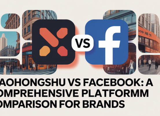 Blog banner with 'Xiaohongshu vs Facebook' title on a tech-themed background