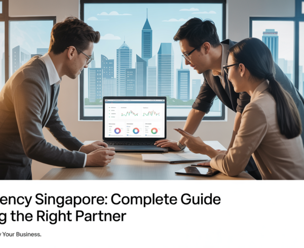 SEO Agency Singapore blog banner with guide title in bold letters.