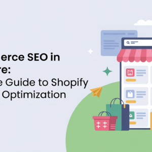 Banner titled 'E-commerce SEO in Singapore' with icons of Shopify and Lazada logos.