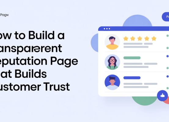 Banner titled 'How to Build a Transparent Reputation Page' with a trust-building theme