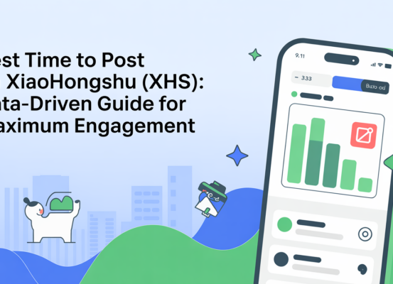 Banner with 'Best Time to Post on Xiaohongshu' title, with a modern, engaging design.