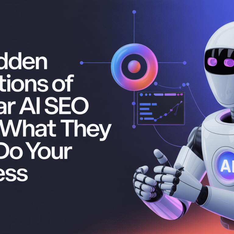 Banner with bold title 'The Hidden Limitations of Popular AI SEO Tools' overlaid on abstract tech background.