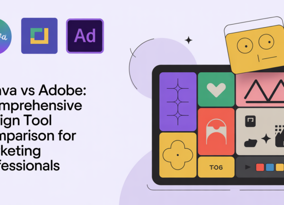 Banner with 'Canva vs Adobe: A Comprehensive Design Tool Comparison for Marketing Professionals' title