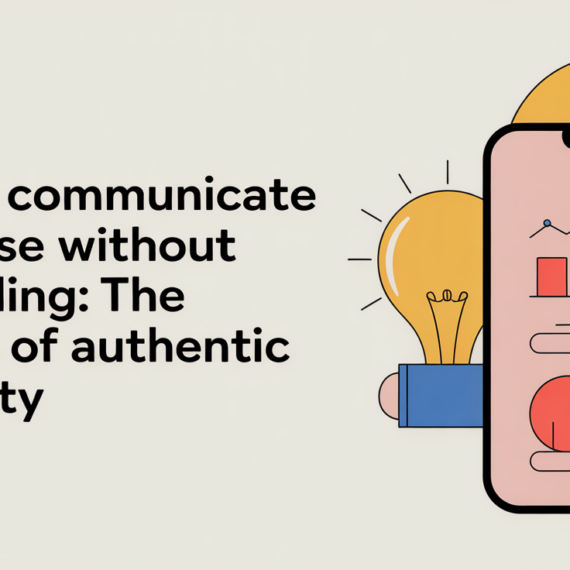 Banner with 'How to Communicate Expertise Without Overselling' in elegant font, subtle background