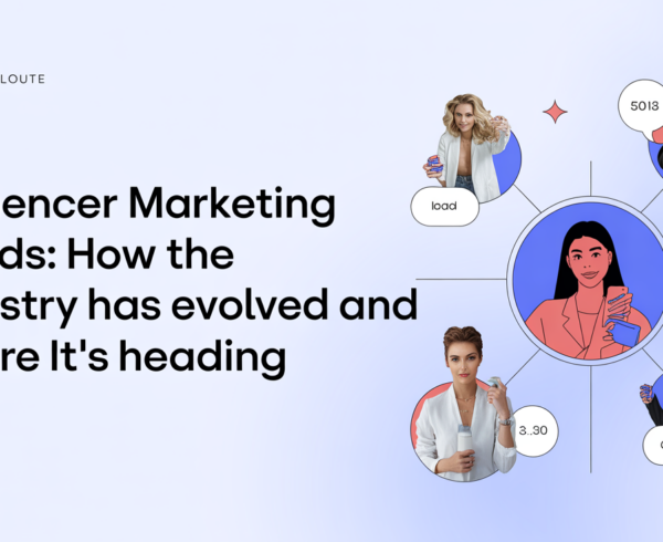 Banner with 'Influencer Marketing Trends' title, vibrant design, digital theme