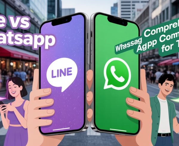 Banner with 'LINE vs WhatsApp: Comprehensive Comparison for Thailand' in bold text.