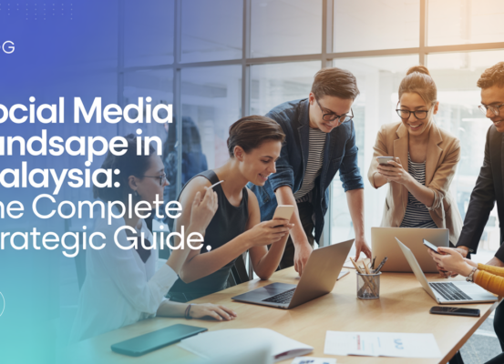 Banner with 'Social Media Landscape in Malaysia: The Complete Strategic Guide' in bold text, set against a digital network background.