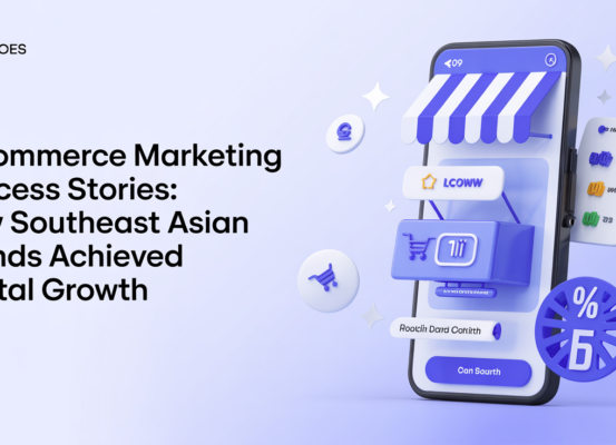 Banner with the title 'E-commerce Marketing Success Stories: How Southeast Asian Brands Achieved Digital Growth' in bold, vibrant colors.