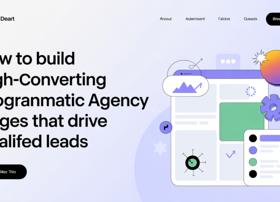 Banner with title 'How to Build High-Converting Programmatic Agency Pages That Drive Qualified Leads' in bold text on a sleek, modern background.