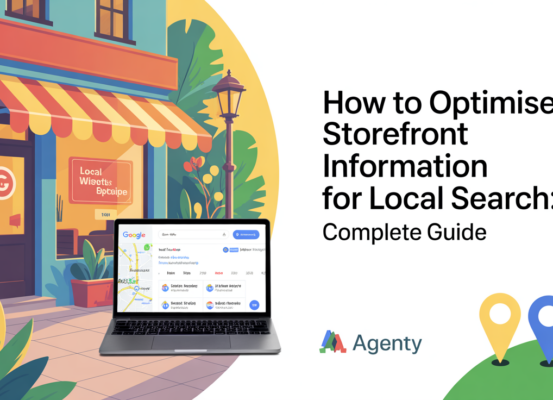 Banner with title 'How to Optimise Storefront Information for Local Search: Complete Guide' in bold text