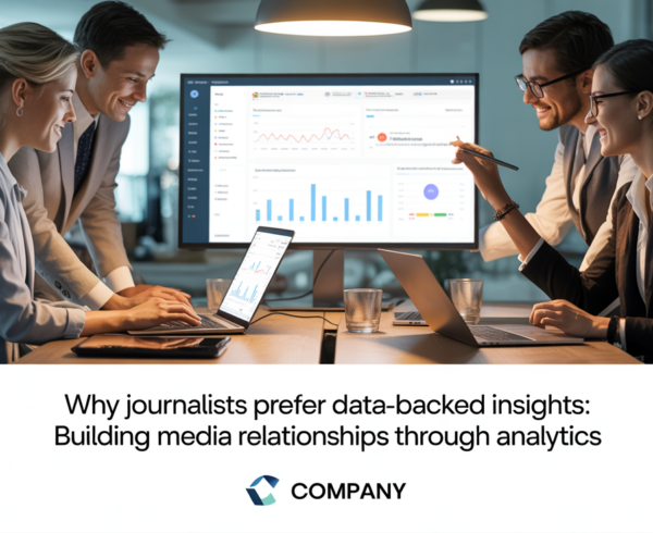 Banner with title 'Why Journalists Prefer Data-Backed Insights' over a background of media icons and analytics graphics.