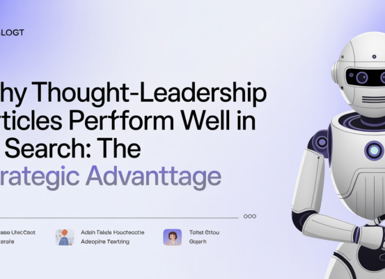 Banner with 'Why Thought-Leadership Articles Perform Well in AI Search' title