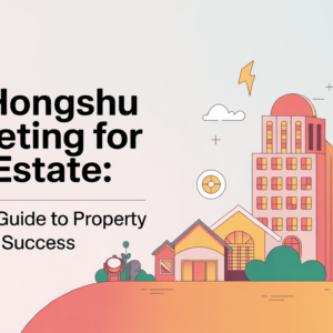 Blog banner titled 'Xiaohongshu Marketing for Real Estate: Complete Guide to Property Promotion Success' with a modern design.