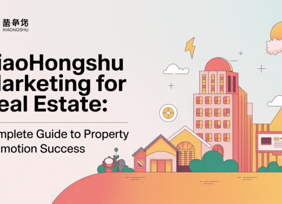 Blog banner titled 'Xiaohongshu Marketing for Real Estate: Complete Guide to Property Promotion Success' with a modern design.