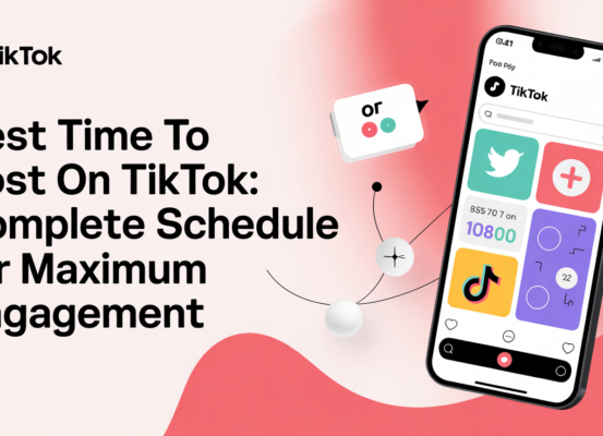 Blog banner with 'Best Time to Post on TikTok: Complete Schedule for Maximum Engagement' title