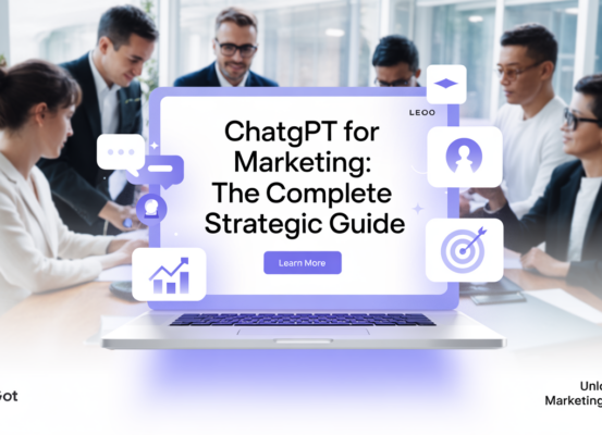Blog banner with 'ChatGPT for Marketing: The Complete Strategic Guide' in bold text.
