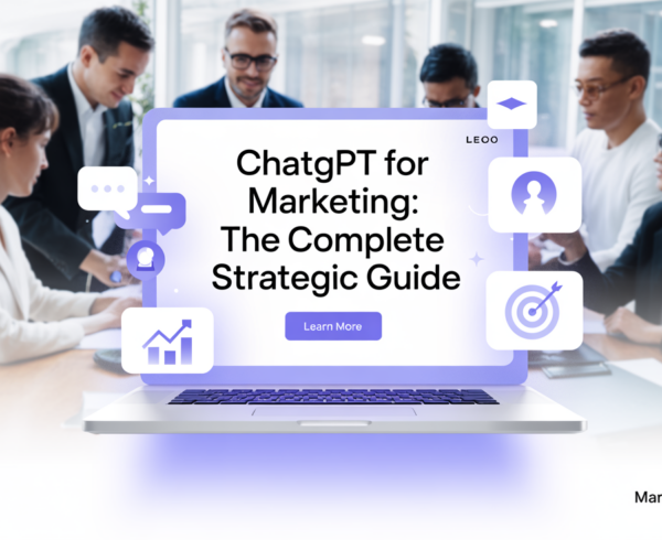 Blog banner with 'ChatGPT for Marketing: The Complete Strategic Guide' in bold text.