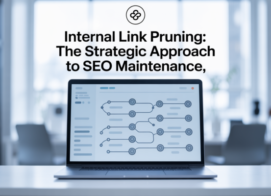 Blog banner with 'Internal Link Pruning: The Strategic Approach to SEO Maintenance' title