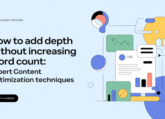 Blog banner with text: 'How to Add Depth Without Increasing Word Count: Expert Content Optimization Techniques'.