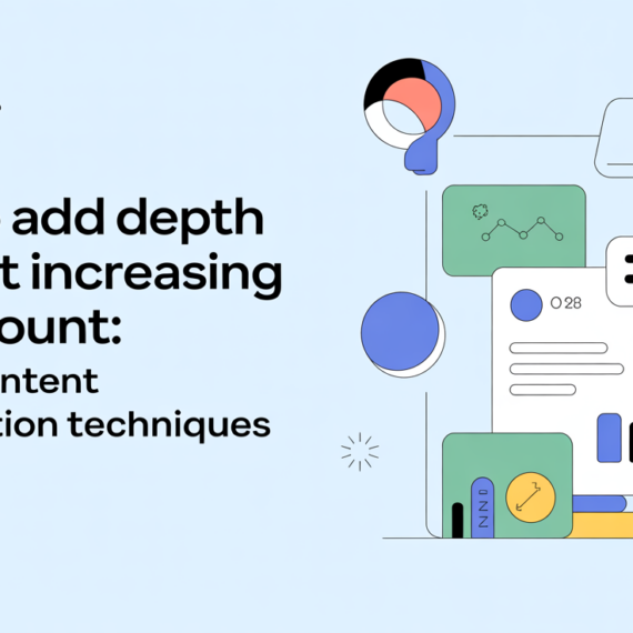 Blog banner with text: 'How to Add Depth Without Increasing Word Count: Expert Content Optimization Techniques'.