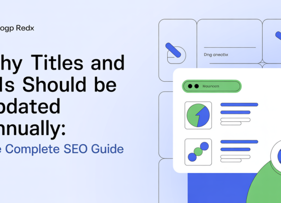 Blog banner with text: 'Why Titles and H1s Should Be Updated Annually: The Complete SEO Guide' on a modern, professional background.