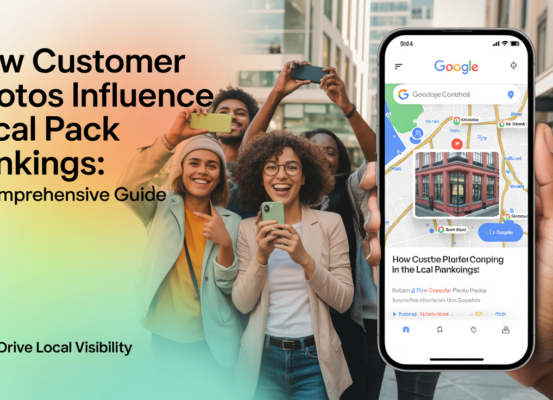 Blog banner with title 'How Customer Photos Influence Local Pack Rankings: A Comprehensive Guide'.