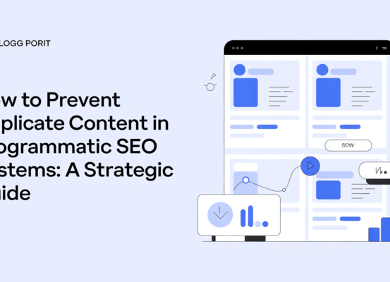 Blog banner with title 'How to Prevent Duplicate Content in Programmatic SEO Systems: A Strategic Guide'.