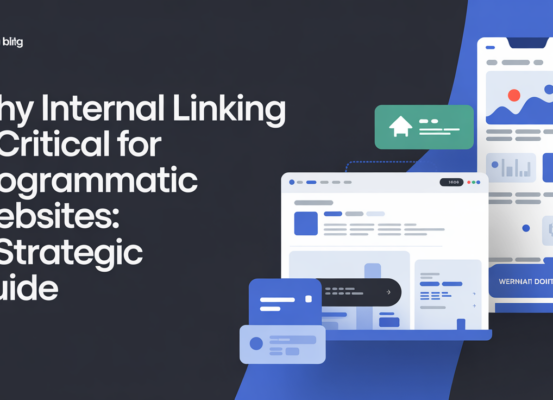 Blog banner with title 'Why Internal Linking Is Critical for Programmatic Websites: A Strategic Guide' in bold text.