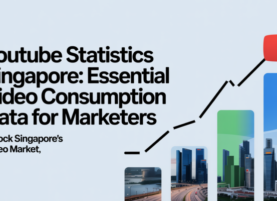 Blog banner with 'YouTube Statistics Singapore' title, vibrant data graphics